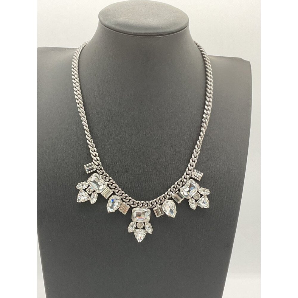 Juicy Couture Limited Edition Rhinestone Silver Tone Chain Statement Necklace
